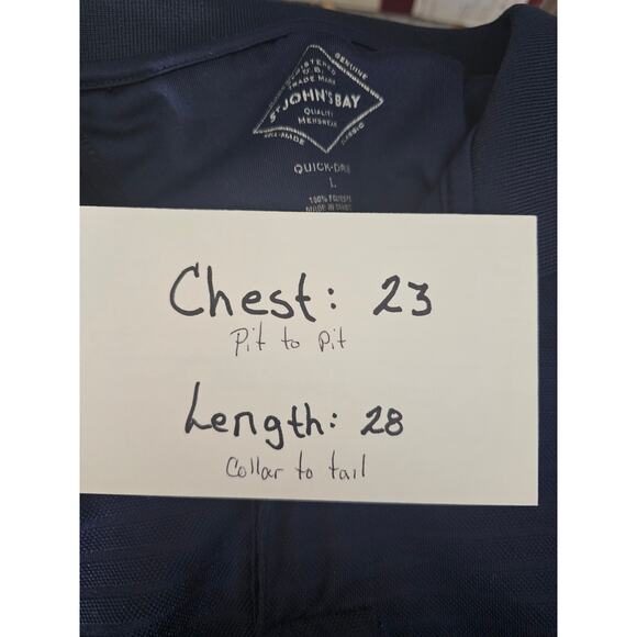 St Johns Bay Performance Polo Shirt Mens Large Navy Blue Short Sleeve Quick Dry - Picture 7 of 7